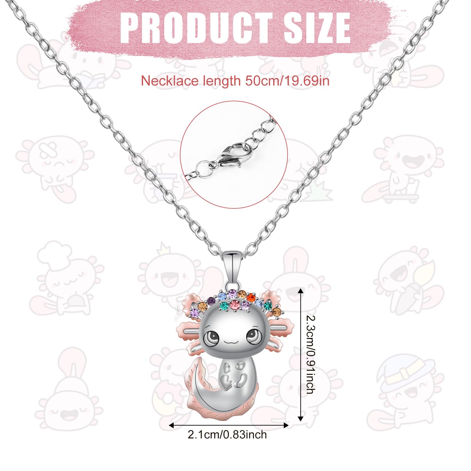 Aleación Collar de Ajolote de Cristal - Moderno Colgante Salamandra, Regalo Ideal para Niños y Niñas, Perfecto para Cumpleaños, Navidad y Graduación