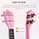 Ukulélé Soprano ADM pour Débutants 21 pouces en Bois Hawaïen Kit pour Enfants Adultes Étudiants Starter Pack Professionnel avec Cours Gratuits, Sac de Gig, Sangle, Accordeur, Médiator, Rose