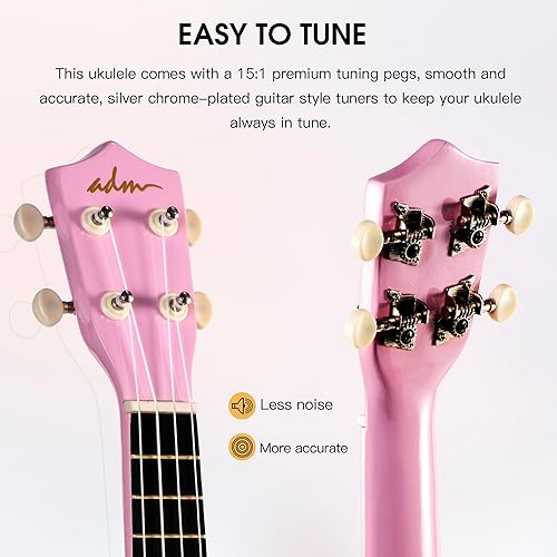 Miniatura 63 de ADM Ukelele para principiantes, kit de ukelele de madera hawaiana para niños y adultos, paquete de ukalelee profesional con lecciones gratis