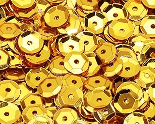Penta Angel Loose Sequins 4000Pcs 6mm Round Embroidery Craft Sequins Cup Iridescent Spangles for Sewing Christmas Decoration (Gold)