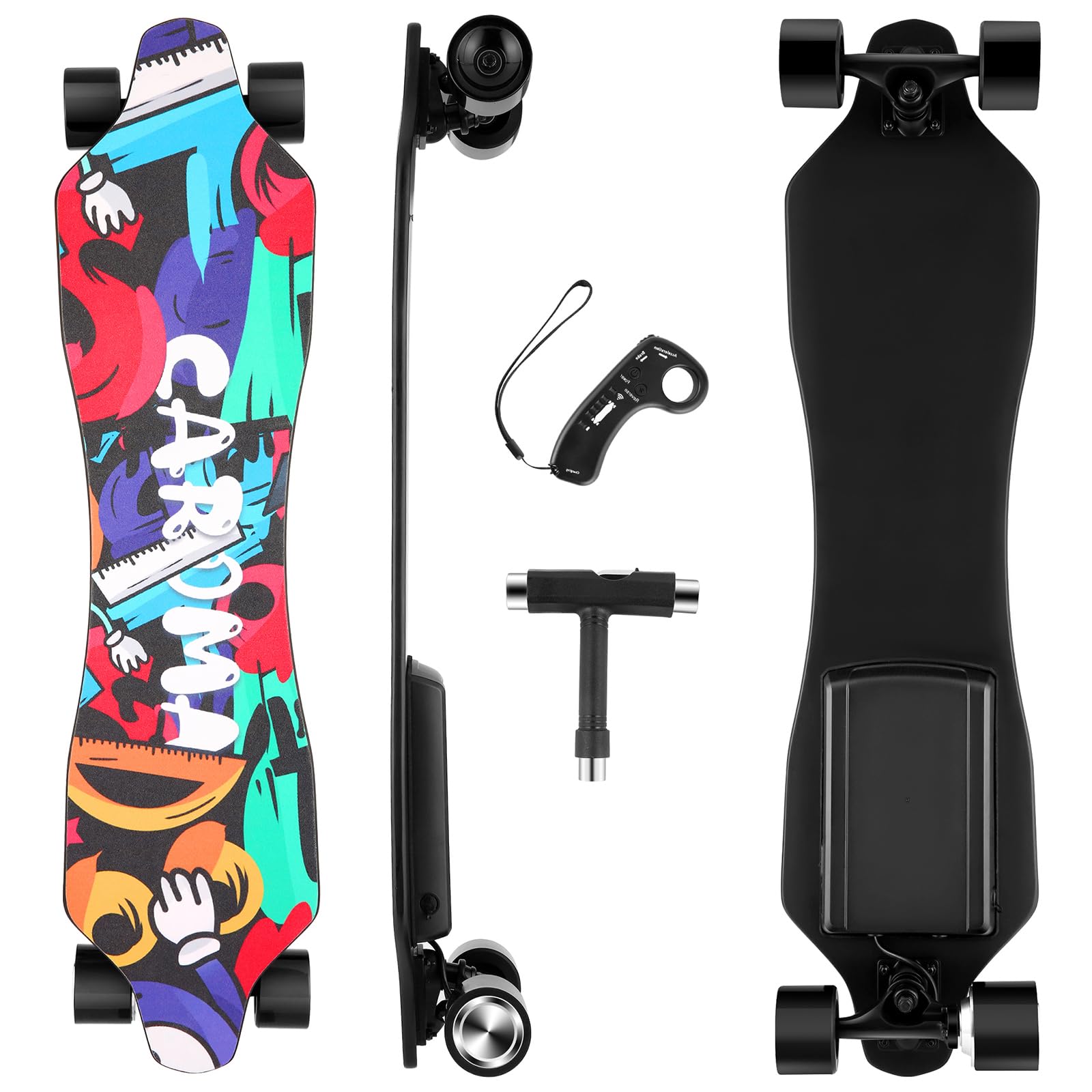 Caroma 1200W/350W Electric Skateboards with Remote, 28/12.4 MPH Top Speed, 16 Miles Range, 330 lbs Max Load, 12 Months Warranty, Electric Longboard for Adults Teens