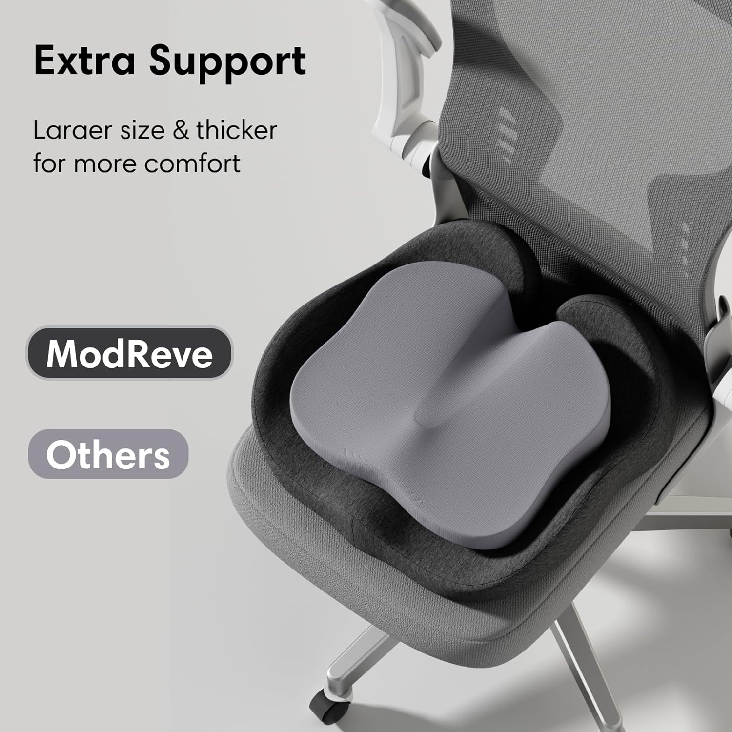 Memory Foam Seat Cushion for Office Chair, Car & Wheelchair – Soft Comfort Coccyx Cushion for Tailbone & Sciatica Pain Relief, Portable Seat Pad for Long Sitting, Driving & Travel