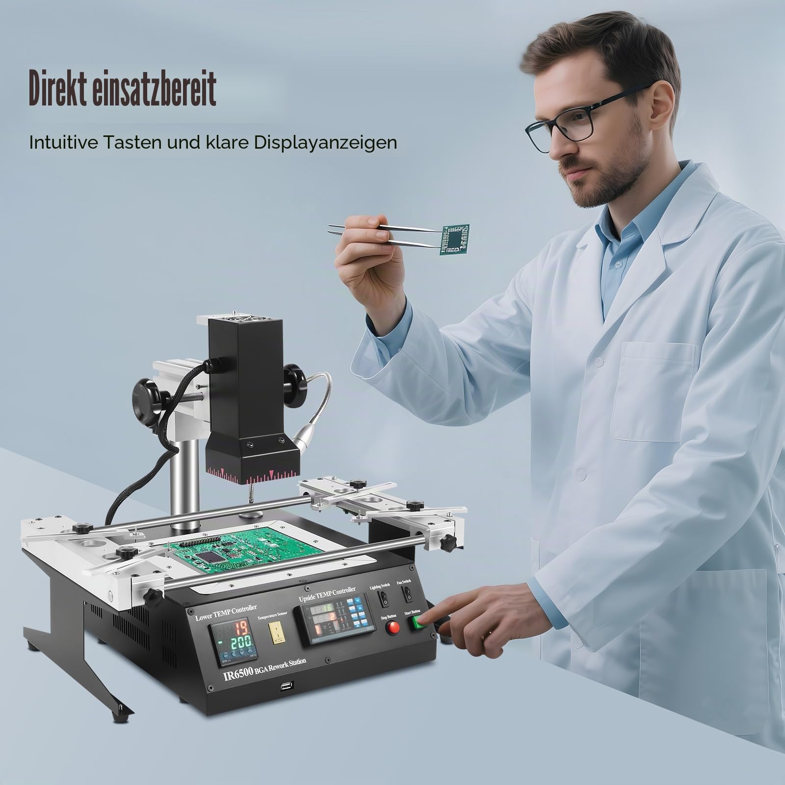 Heißluft Lötstation Bga Soldering Machine Infrarot Löten Rework Station-Arbeitsplatz IR6500 1250W Tisch zum Schweißen für Laptop-Motherboards, Desktop-Computer-Motherboards, Server-Motherboards