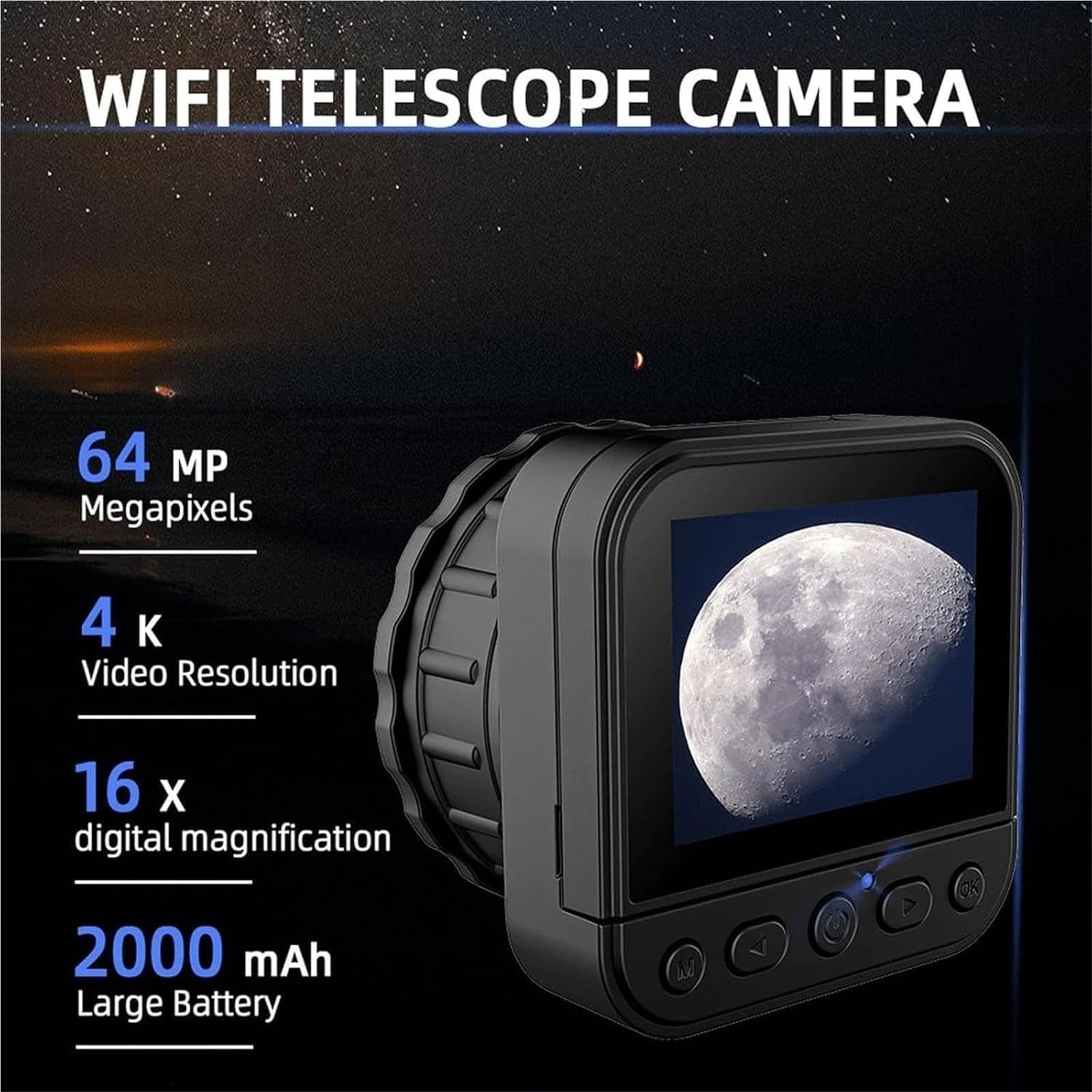 Cámara Telescópica Inalámbrica, Ocular Electrónico Telescopio 4K