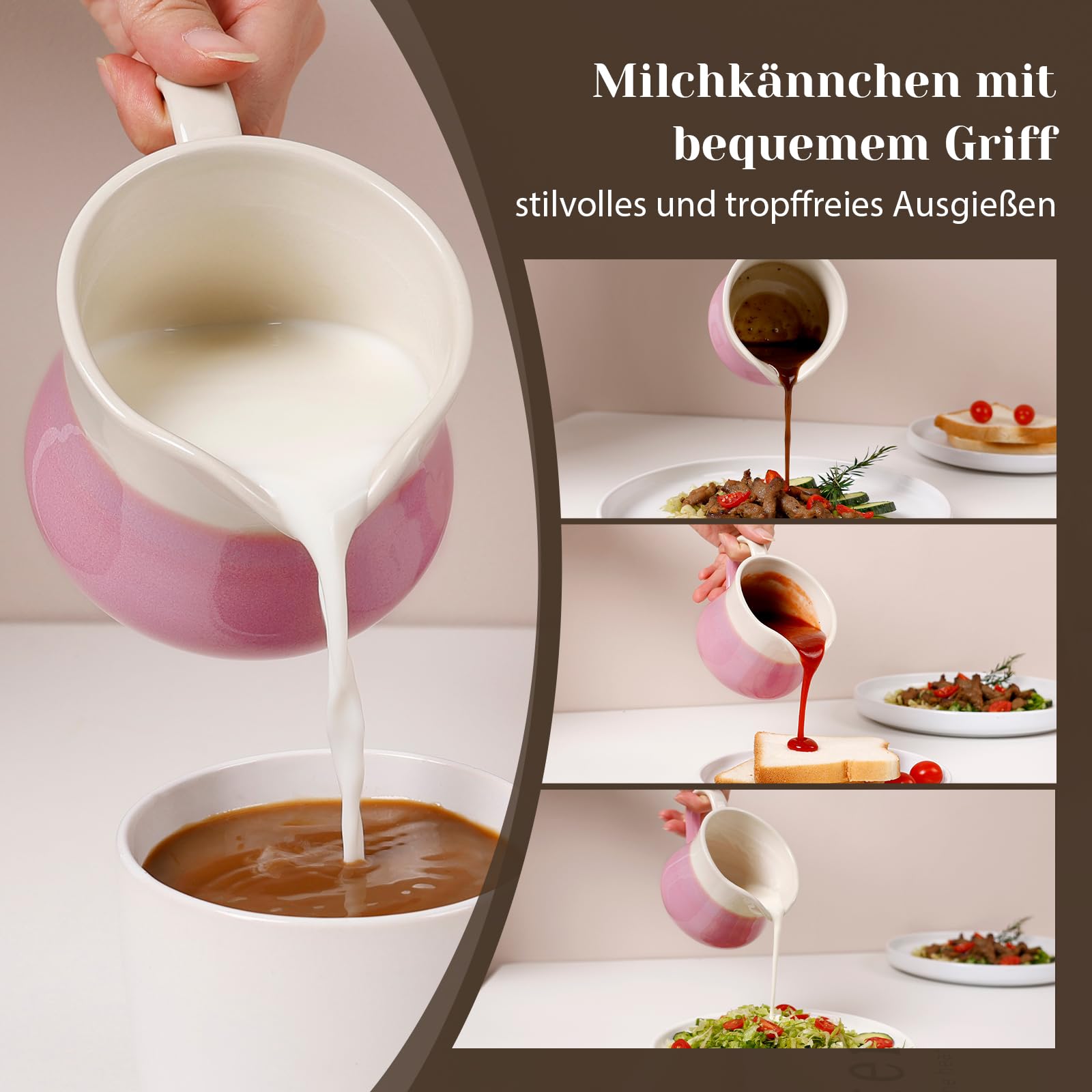 Juego de azúcar y leche de porcelana, azucarero rosa con tapa y jarra de leche, elegante recipiente de cerámica para leche y azucarero, juego de tazas de café y azúcar, ideal para el hogar