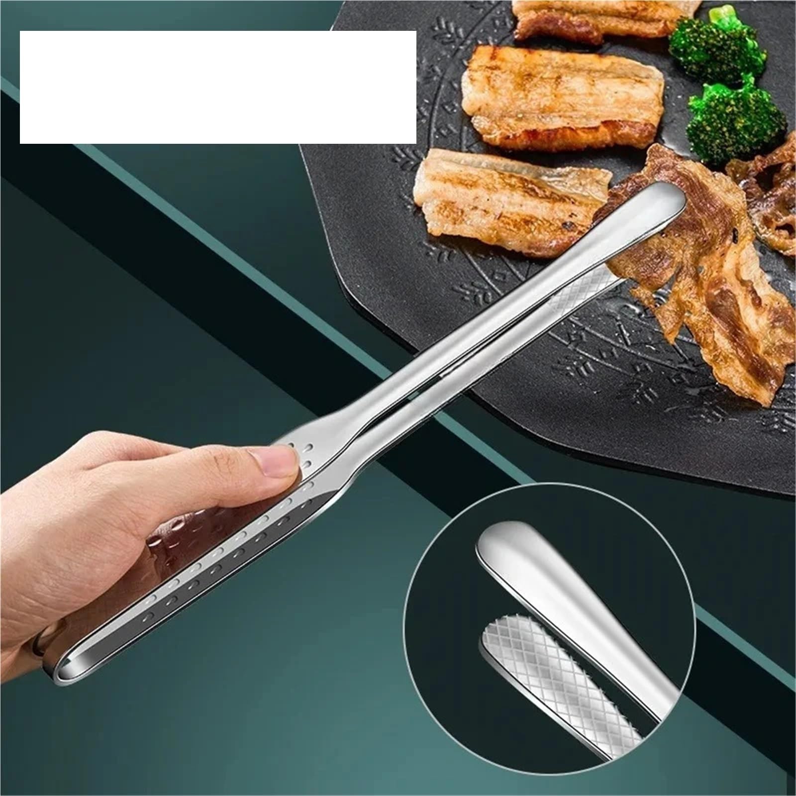 Pinzas Cocina Pinchos alargados de acero inoxidable for barbacoa, for cocinar carne, bufé, parrilla, utensilios cocina(S 2PCS)