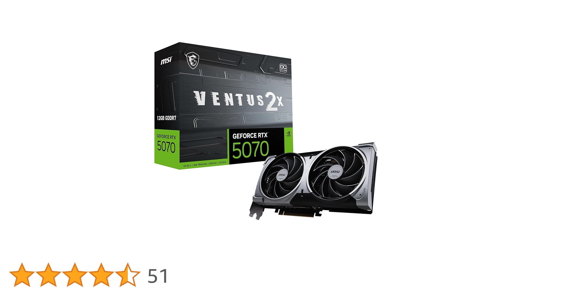 MSI Gaming RTX 5070 12G Ventus 2X OC Graphics Card (12GB