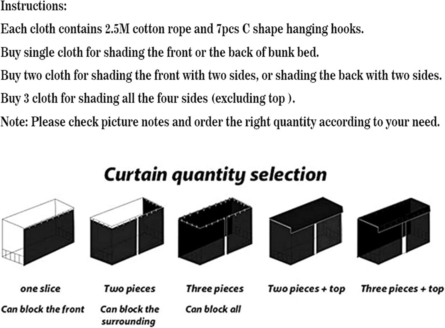 Hoce Dorm Twin Bunk Bed Drapes for Bottom Bunk Bed Privacy Curtains 3 Panels
