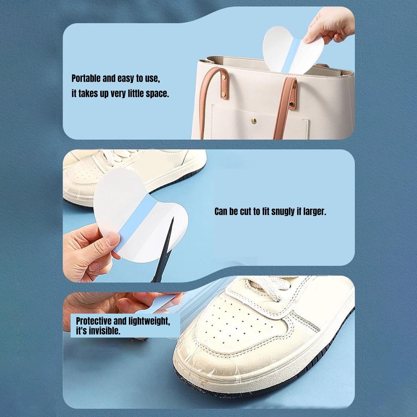 Protector para puntas de zapatos, 30 unidades, protección invisible transparente para jardinería, senderismo, trabajo, camping, niños y exteriores