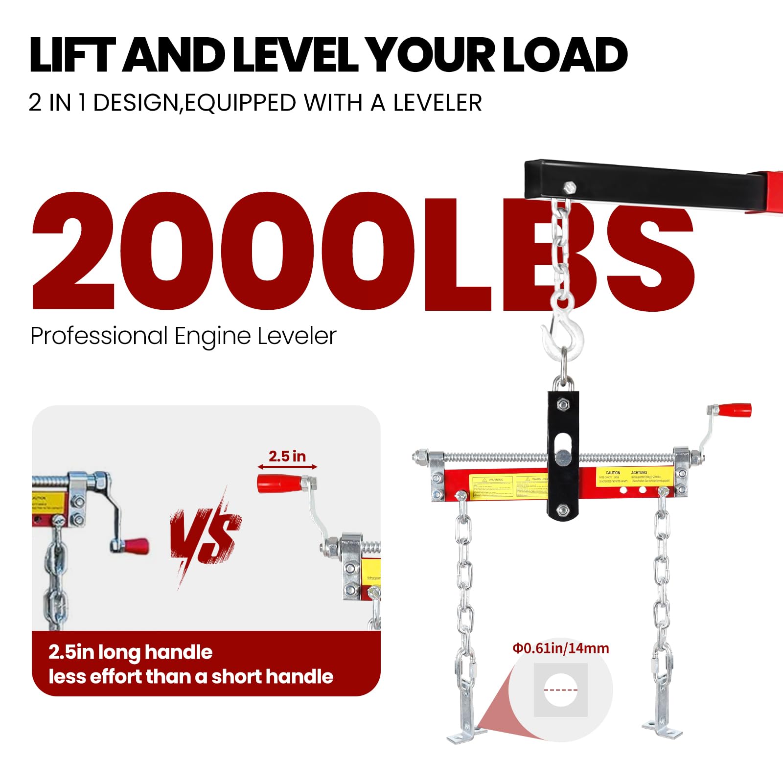 Recolector de cerezas plegable de 4400 libras, elevador de motor de 2 toneladas con palanca, con 6 ruedas, bomba hidráulica de 8 toneladas, 4 posiciones ajustables, grúa de motor para garaje, taller