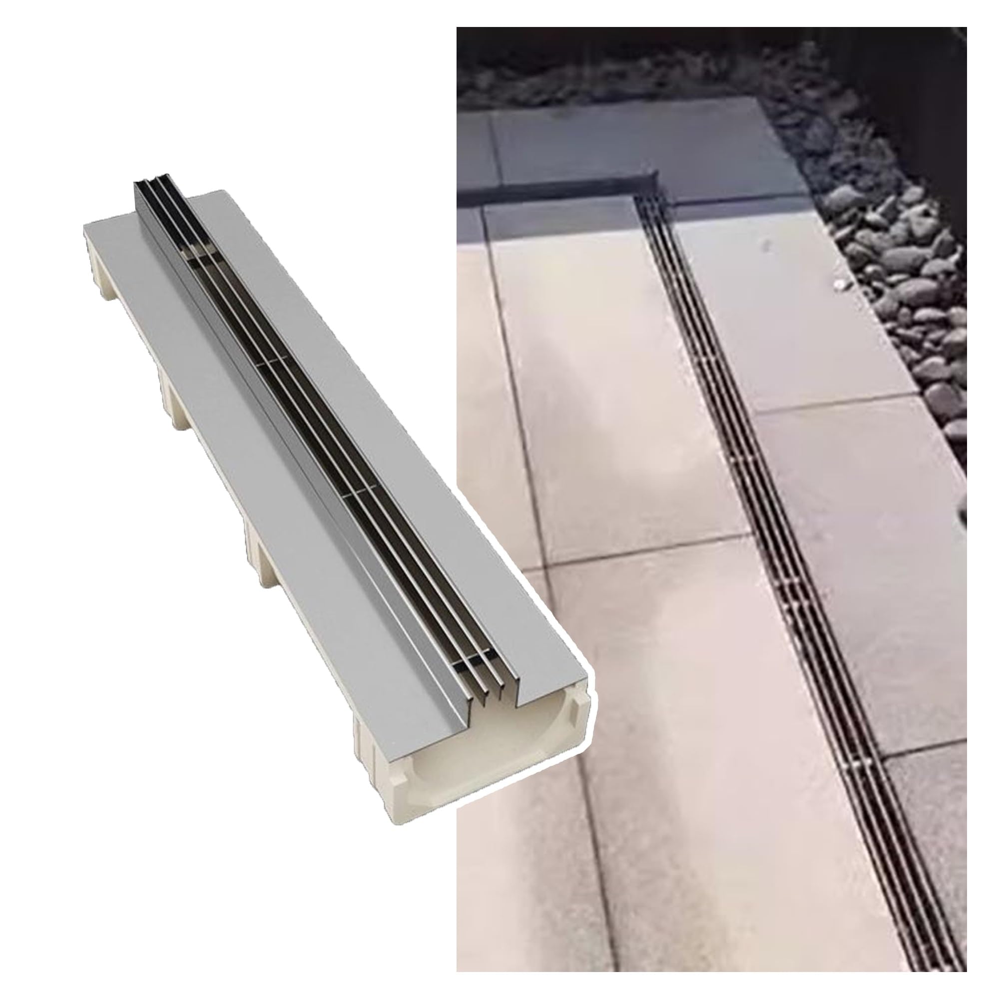 Grille de drainage linéaire robuste avec couvercle de pression en acier