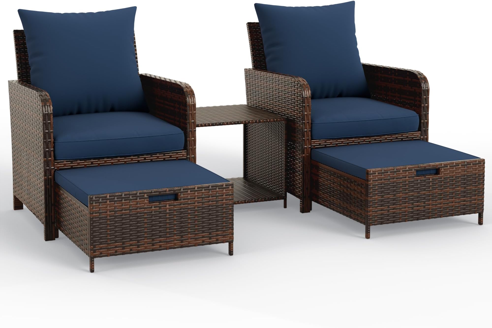 Amazon.com: Furnivilla 5 Piece Patio Set Patio Chair and Ottoman Patio ...