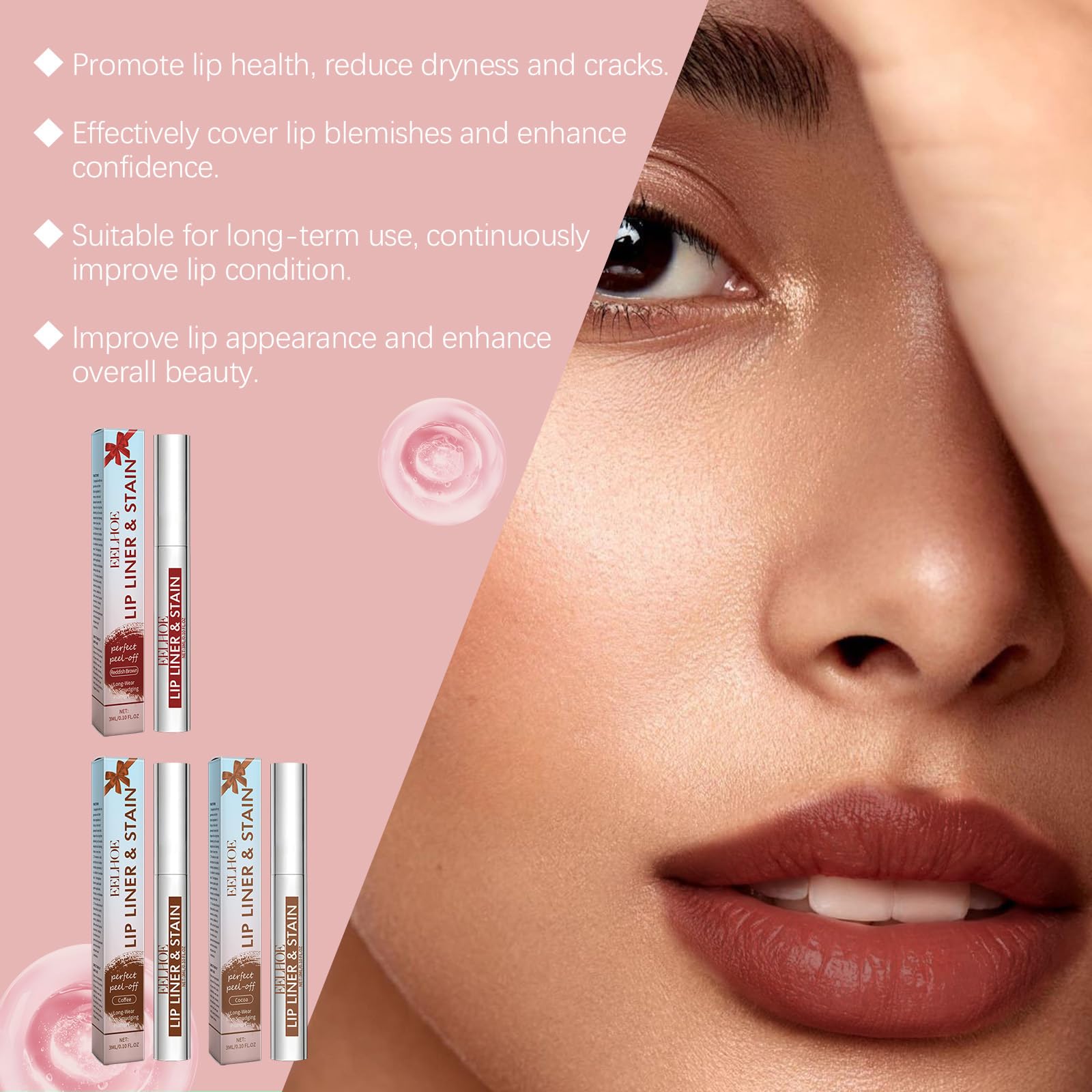 Sitovely Peel Off Lip liner Tattoo Set, 3PCS Lipgloss Lip Tint Stain, Peel Off lip Stain Tattoo - Image 4