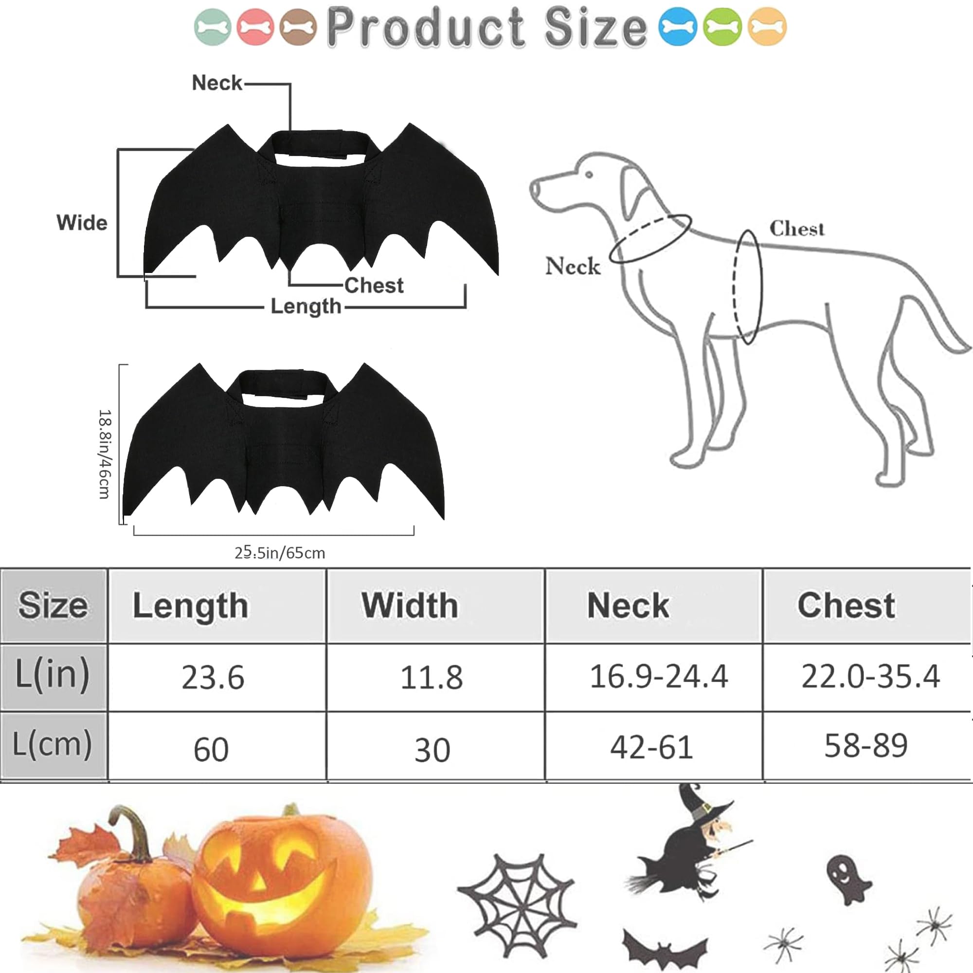 LIBRNTY Ali di Grande Cane,Ali di Pipistrello per Animali Domestici,Halloween Pet Costume,Decorazione Cosplay per Cani di Grossa Taglia,Feste di Halloween e Altro Ancora(Nuovo aggiornamento nel 2023)