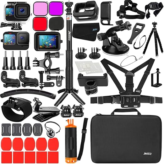 Accessories Kit for Gopro Hero 13 12 11 10 and 9 Black Battery Cover Door Waterproof Housing Silicone Case Glass Screen Protector Bundle for Go pro Hero13 Hero12 Hero11 Hero10 Hero9-63E
