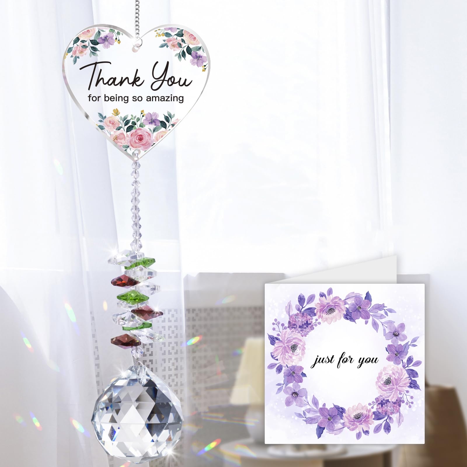 Teacher Gifts, Thank You Gifs for Women/Men/Colleagues, Crystal Sun-Catcher, Retirement Gifts for Women Thanks Present