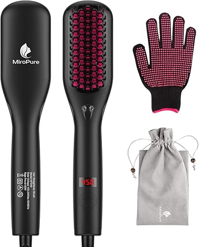 Miniatura 9 de MiroPure - Cepillo alisador de pelo con generador iónico se calienta de forma rápida y uniforme su material de metal y cerámica 11 ajustes de