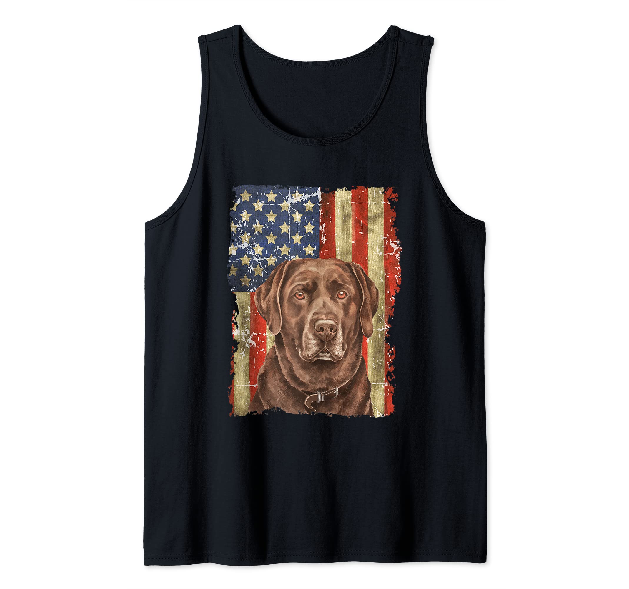 Retro Chocolate Lab With USA Flag Gift Chocolate Lab Dad Mom Tank Top