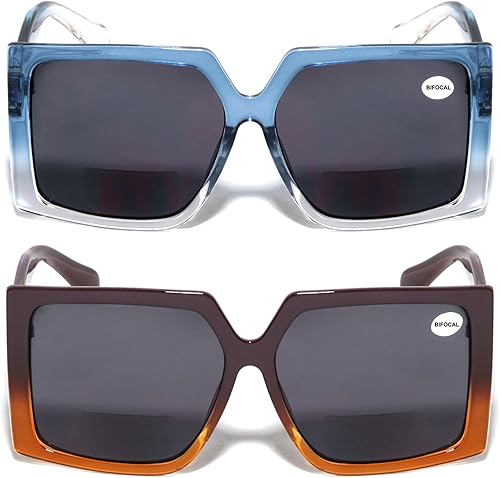 Miniatura 13 de V.W.E. 2 Pairs Square Oversize Women BIFOCAL Outdoor Reading Sunglasses Glasses