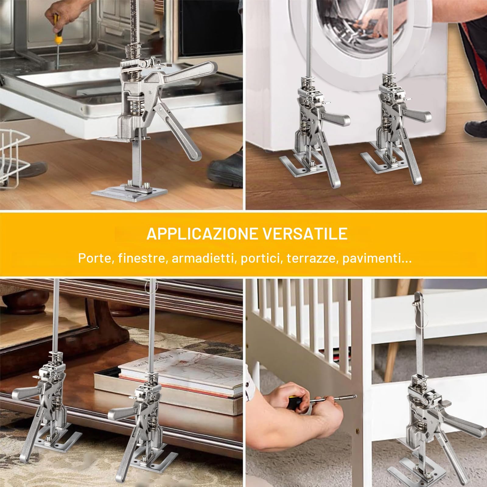 2 pezzi Sollevatore per Pannelli di Livellamento a Risparmio di Lavoro,400kg/880lbs,per Pavimenti, Porte, Installazione di Armadi, Sollevatori per Cartongesso, con Scala (38.3cm)