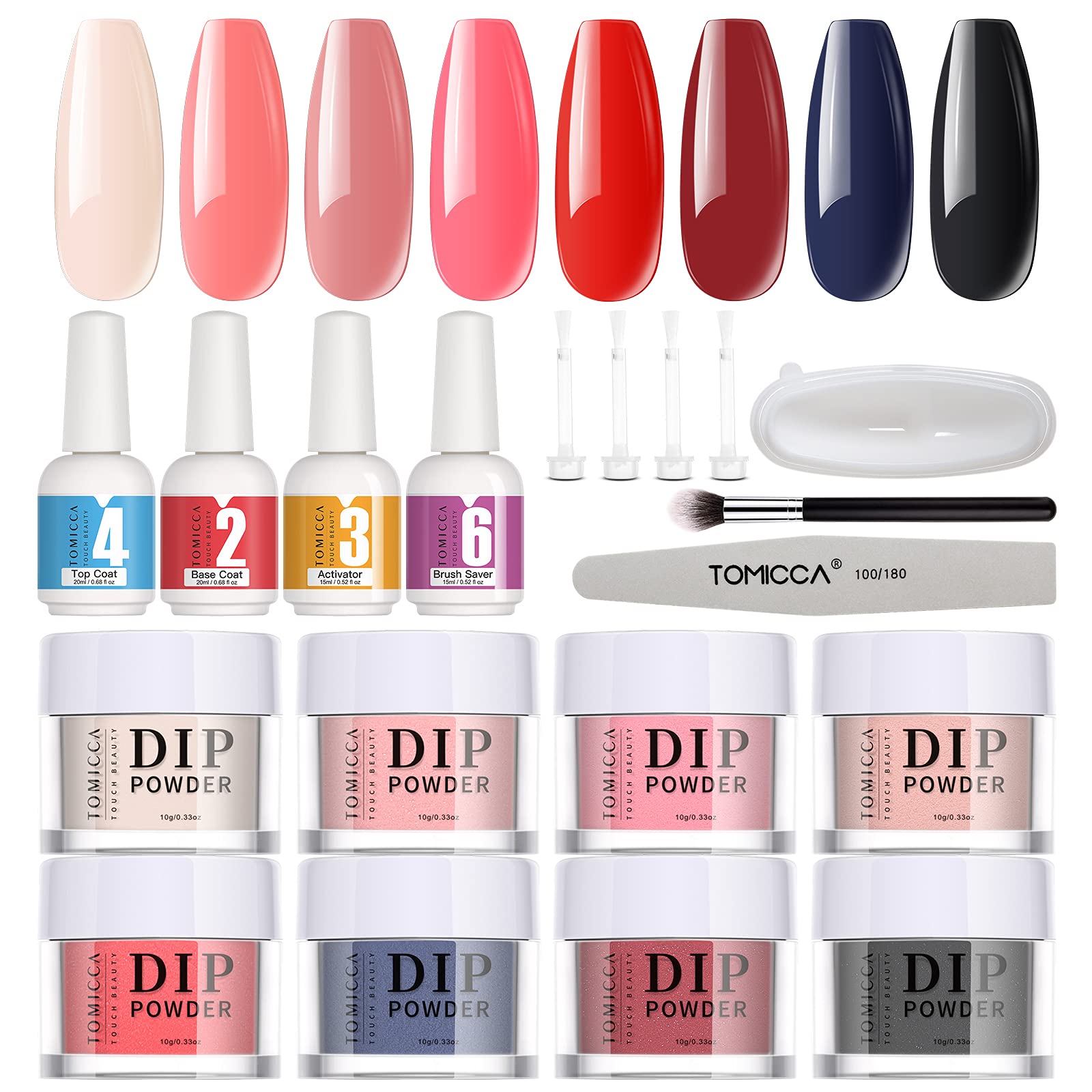 TOMICCA Dipping Nails Powder Set Dip Powder Nail Starter Kitnude Pink