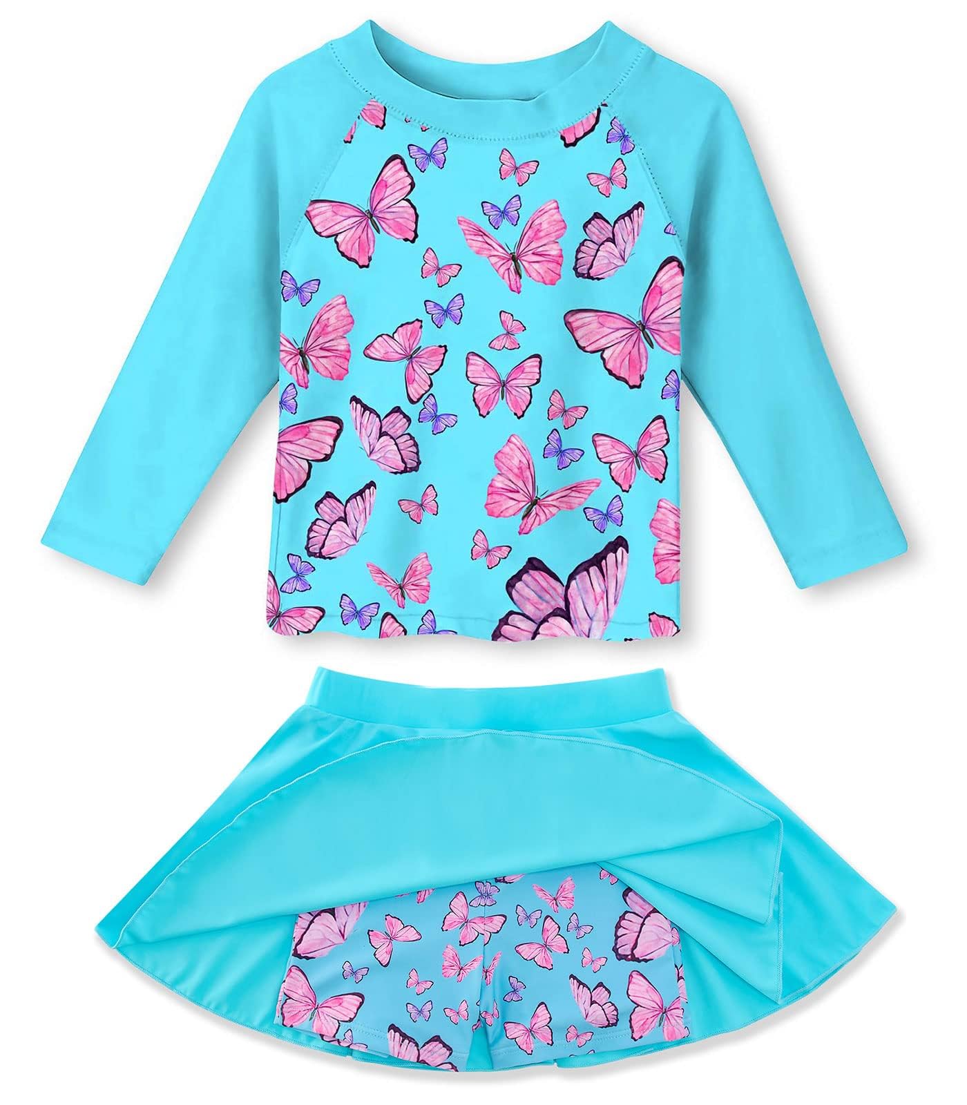 Snapklik.com : 3-4 Years Girls Swimsuit Rash Guard Set Cute Butterflies ...