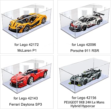 Thickened 3MM Clear Acrylic Display Case for LEGO McLaren P1 42172 1/8 Scale Model Car for Ferrari SP3 42143 42156 42096 42115 42083 Collectibles Transparent Box Large, White Inside 23.6X11.8X7.9in