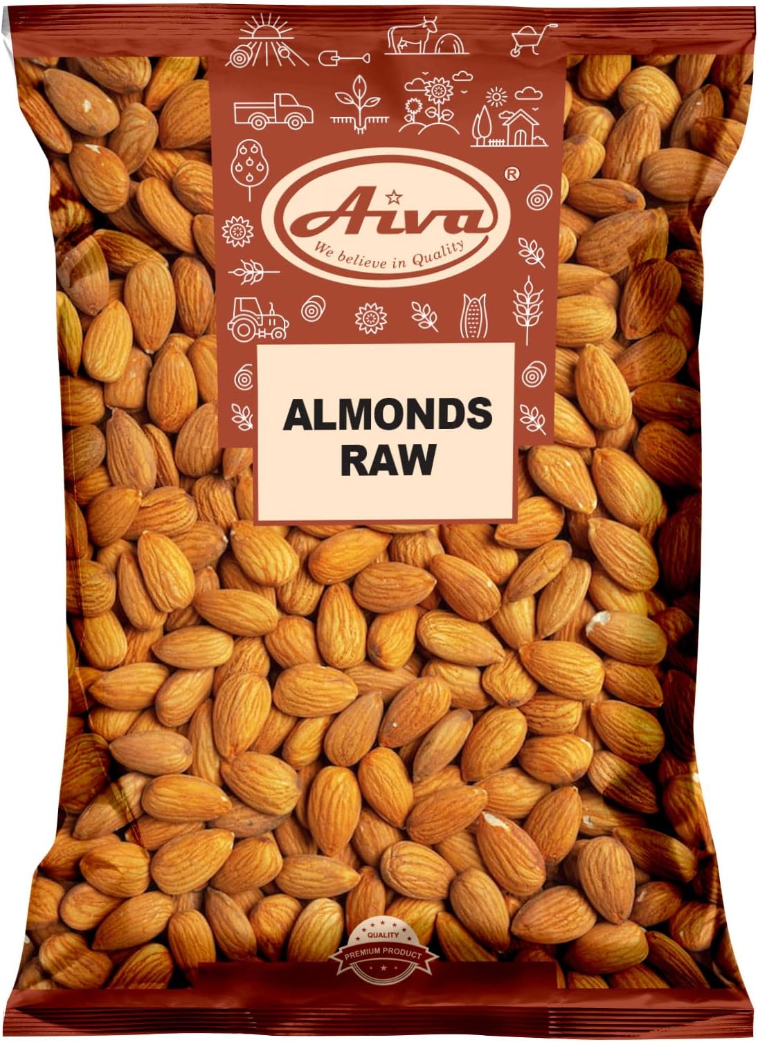 AIVA Natural Whole Raw Almonds - 10 lb, Grown in the USA, Raw Whole Almonds