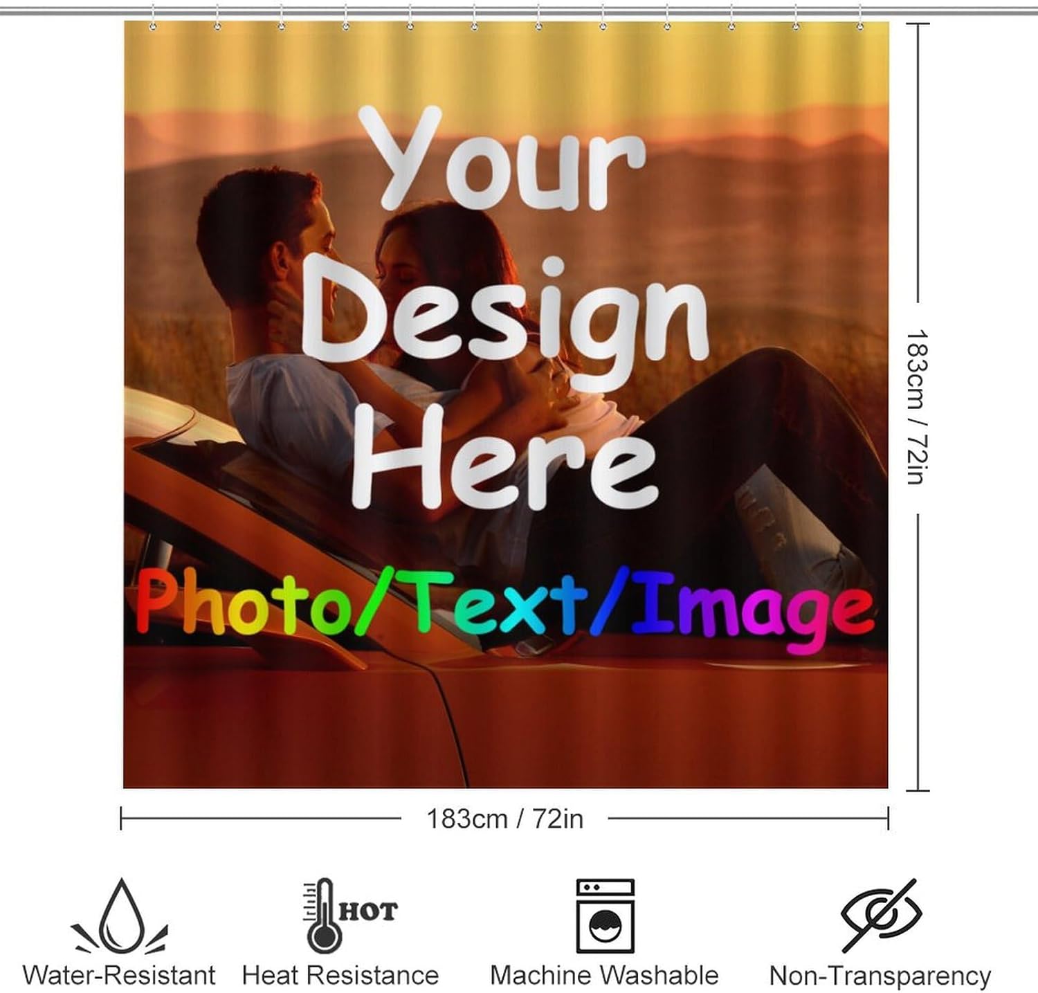 Custom Bathroom Sets Add Your Design Personalized Shower Curtain 4 Piece Set with Photo Text Logo Customize Toilet Shower Curtains Sets with Rugs Bathroom Decor Set 4 Piece Shower Curtain Set