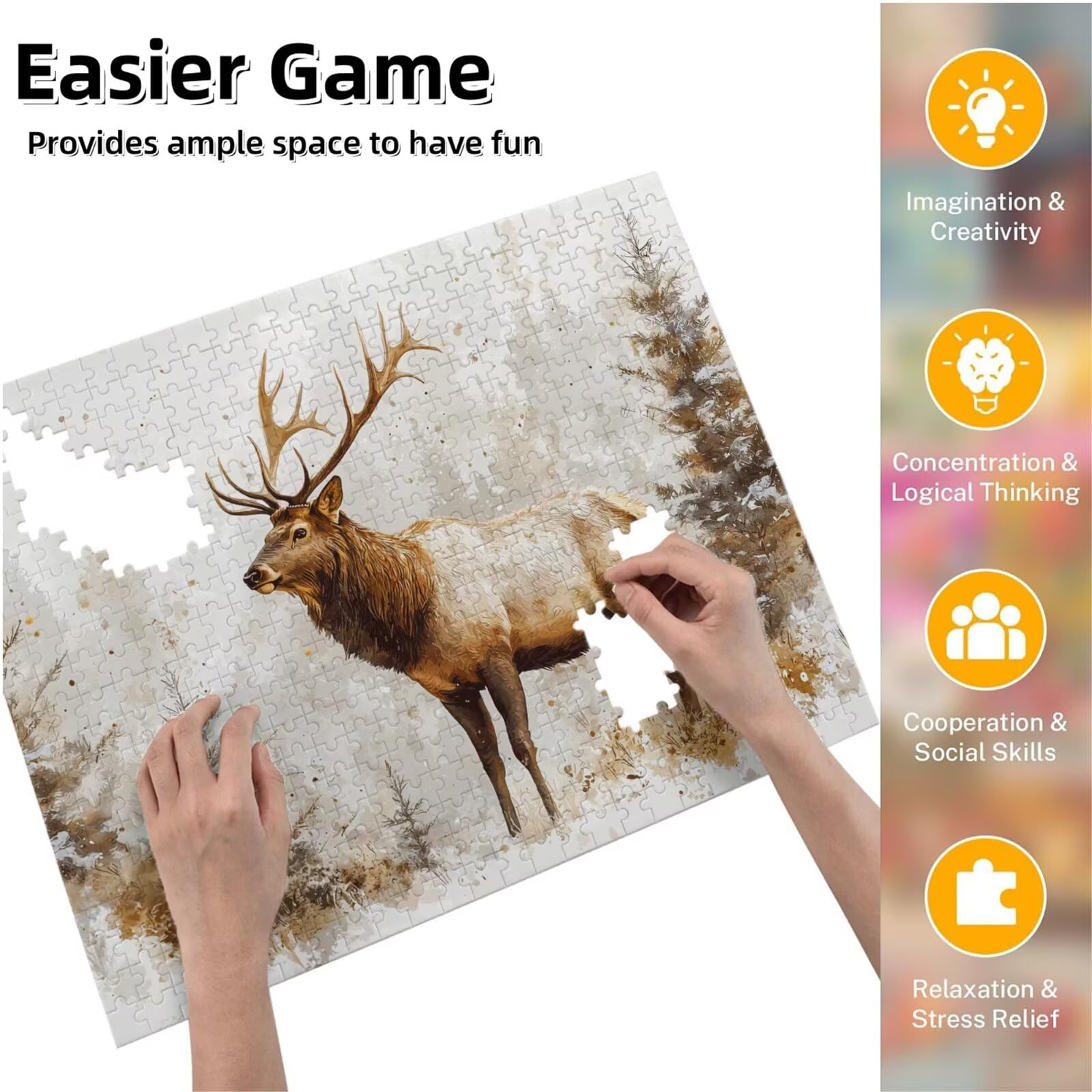 Puzzle dla dorosłych, 6000 sztuk, trudne drewniane puzzle, gra, gra logiczna, gra ręczna, dekoracja rodzinna, kreatywna rozrywka, prezent 105 x 179 cm jeleń zwierzęta 5 K0F139