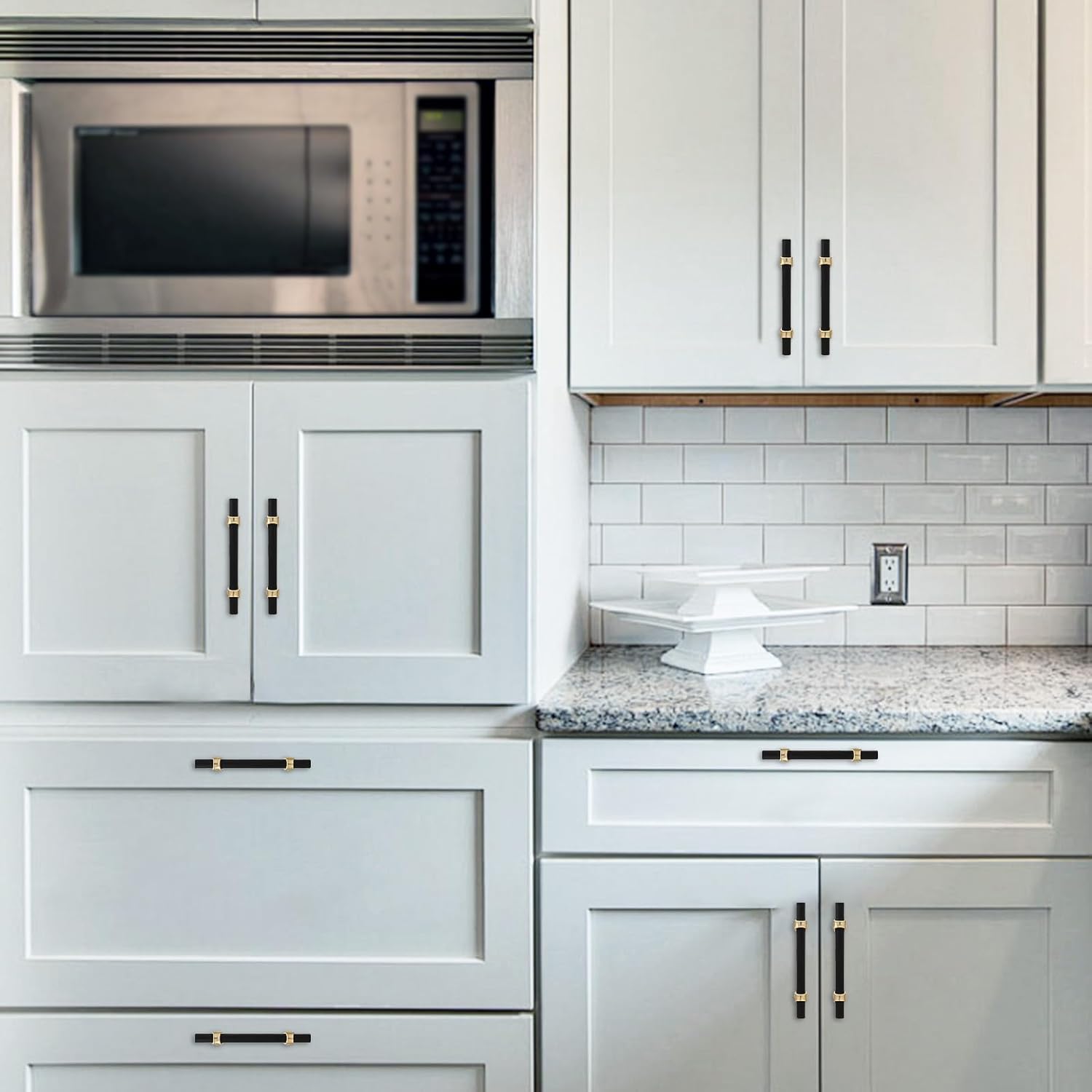 10 Pack 5 Inch Cabinet Pulls knurled Matte Black and Brushed Gold Kitchen Cabinet Handles Aluminum and Zinc Alloy Drawer Pulls Solid Cabinet Hardware