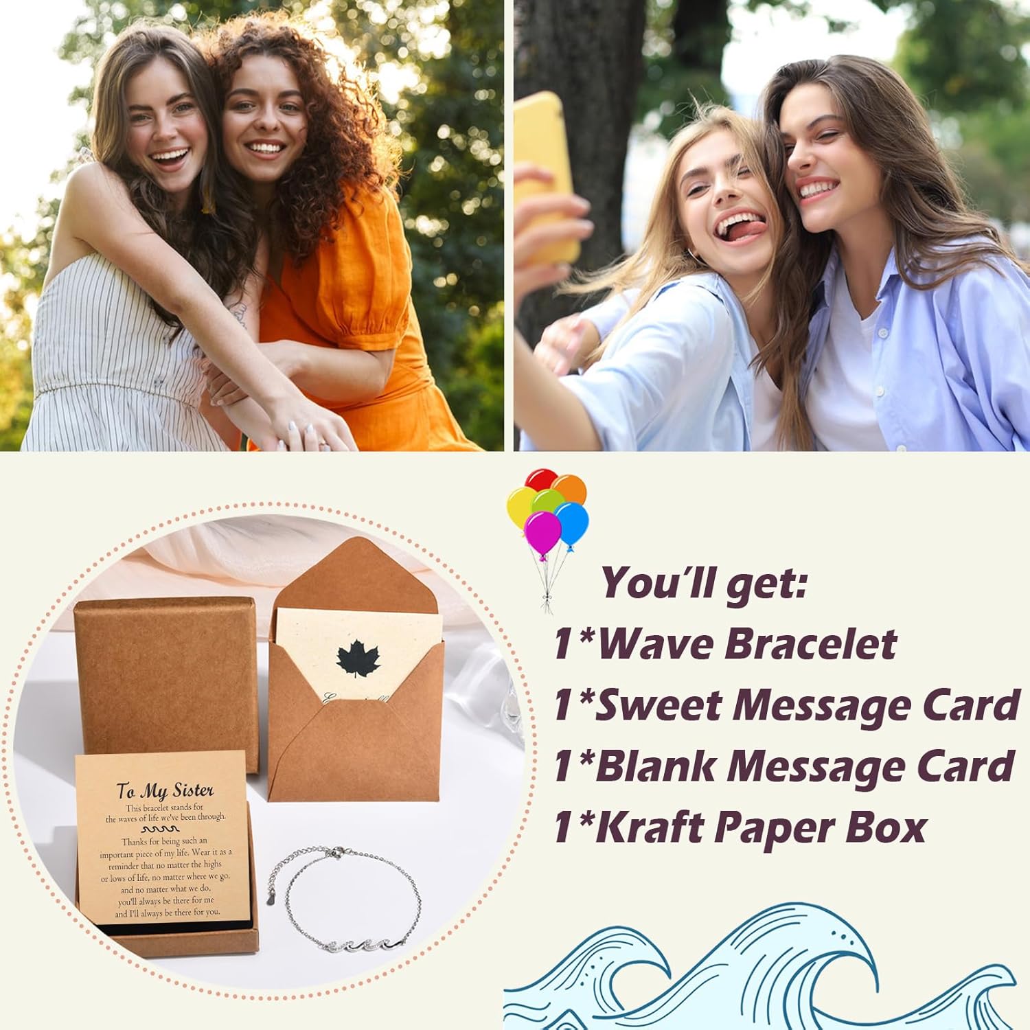 Friendship Bracelets Birthday Gifts for Women Best Friend Sister Gifts Wave Bracelet for Women For Birthday, Christmas, New Year - Image 6