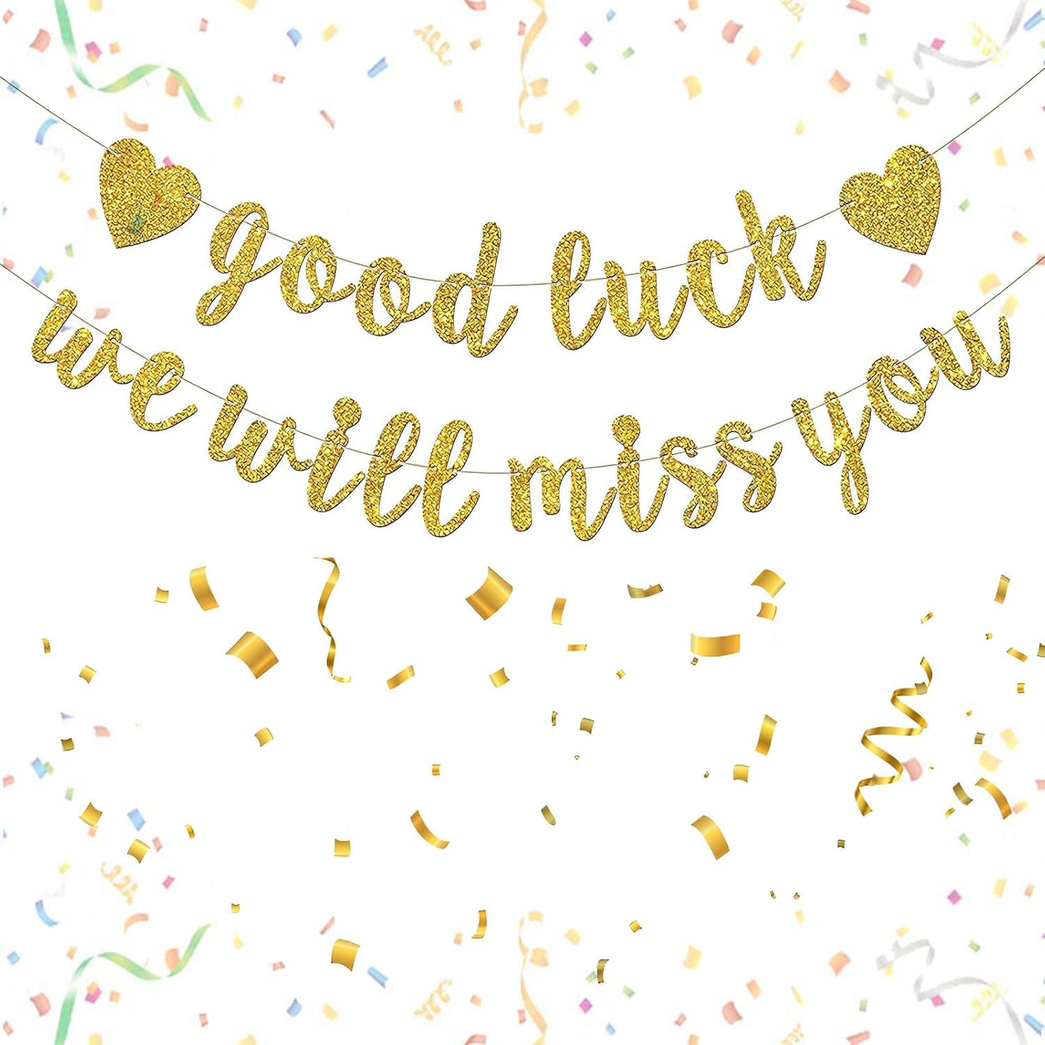 Good Luck Gold Glitter Farewell Banner,We Will Miss You Decorations,1PCS Gold Glitter Farewell Banner Good Luck-We Will Miss You for Graduation Retirement Graduation Going Away Office Work Party