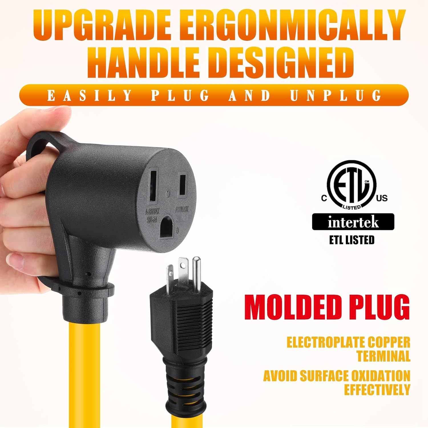 15FT 20Amp to 50Amp Welder Adapter Cord Compatible with NEMA 6-20P to 6-50R 3 Prong 20Amp Household Regular to Welder Power Adapter for Welding Machine with Handle, STW 10 AWG, ETL Listed