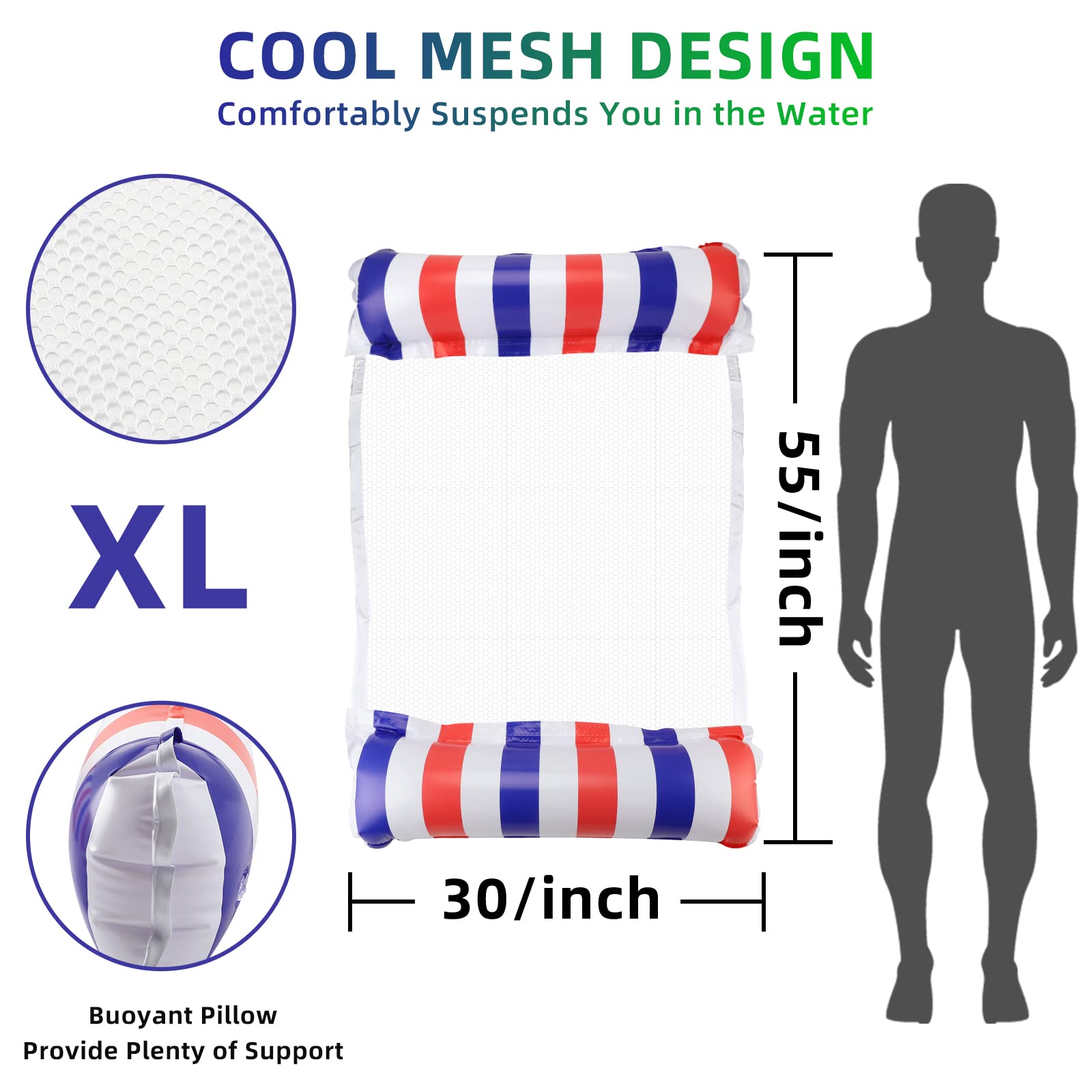 Buy 2Pack Swimming Pool Floats, Inflatable Water Hammock Adults Size