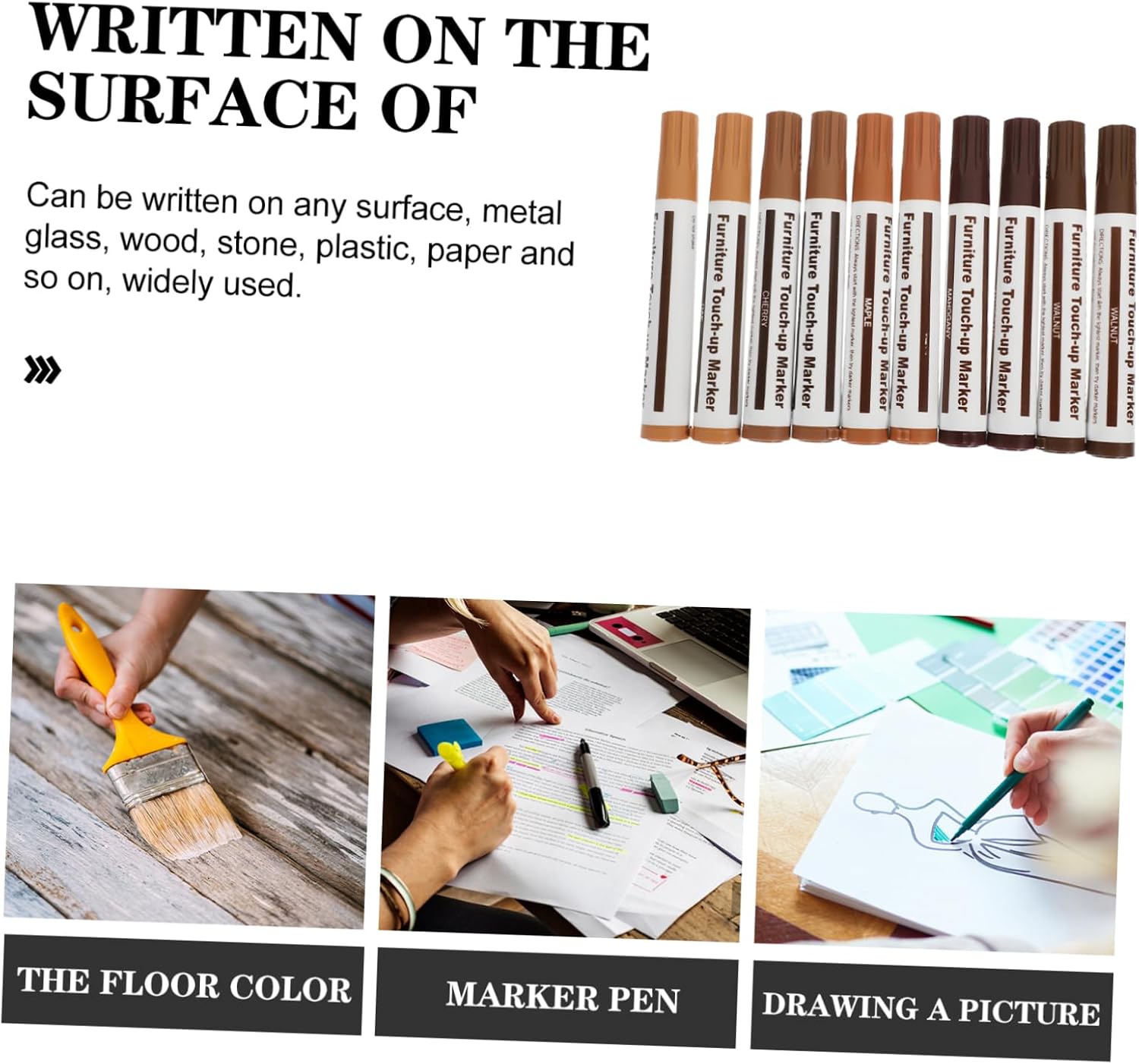 10pcs Furniture Maker Touch-up Markers Scratch Pen Furniture Repair Kit Touch up Paint Pen