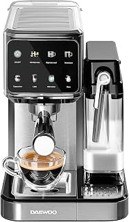 Daewoo One Touch Coffee Machine, Barista Style Espresso, Cappuccino, Latte & Americano Maker with Automatic Milk Frother, Integrated Milk Tank & Iced Coffee Function