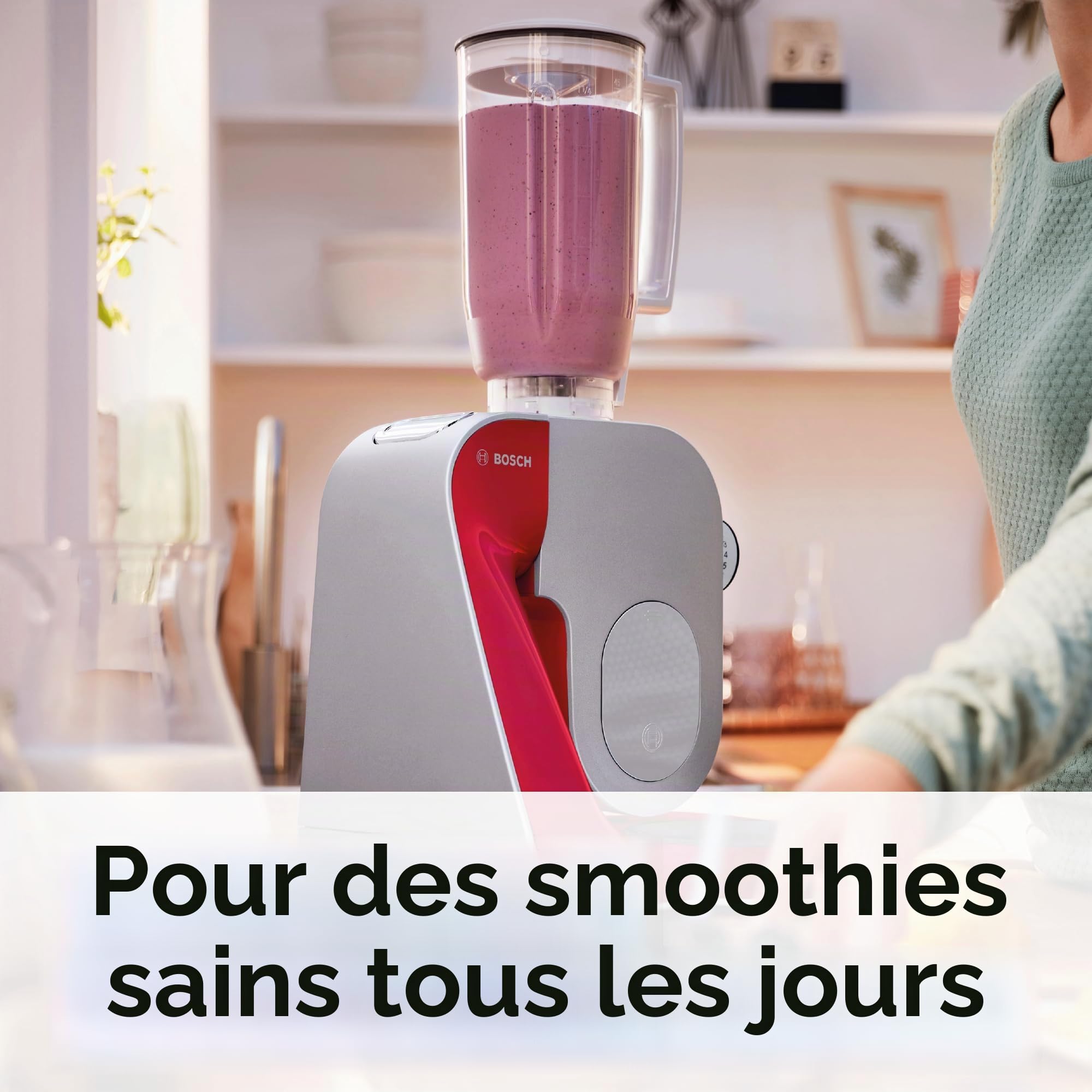 Bosch MUM58720 Robot pâtissier, Acier inoxydable, 1000 W, 3,9 litres, Acier inoxydable et plastique, 7 vitesses, Gris/Rouge
