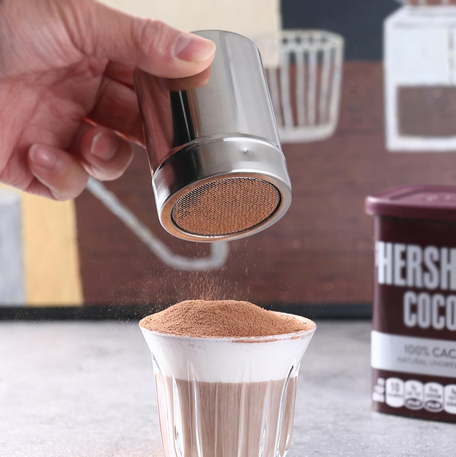 Stainless Steels Coffee Powder Dispenser Precisions Powdered Sugar Shaker for Home Baking and Lattes Art Rusts Coffee Sprinkler Canister