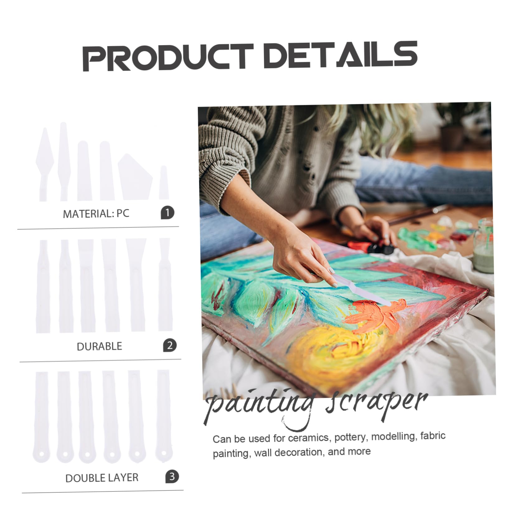 Gadpiparty 5 Set Spatole Per Pittura Ad Olio Con Lungo Raschietti Resistente Per Miscelazione Colori Palette Portatile Per Impugnatura Ergonomica E Durevole 30 Pezzi*5