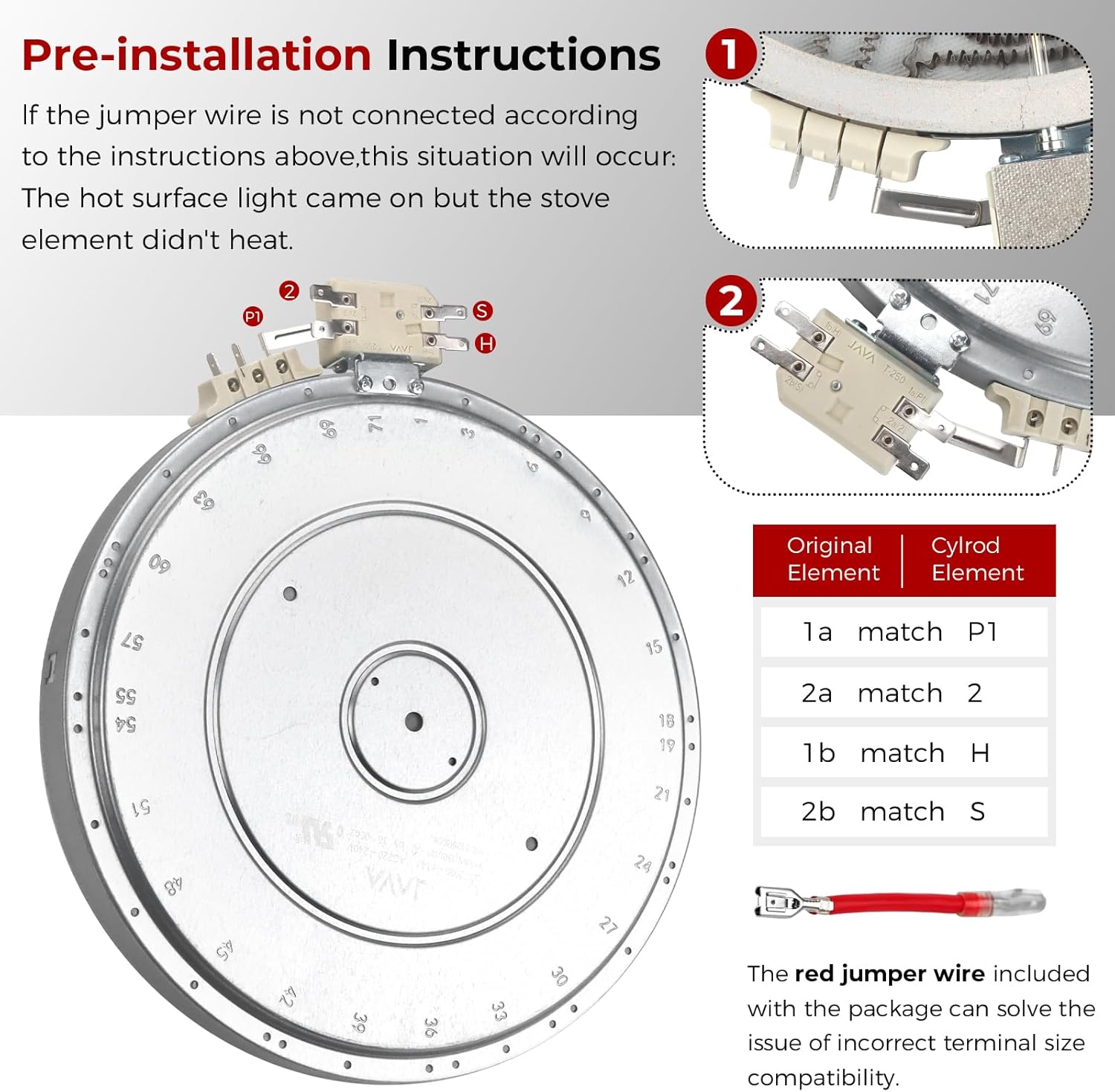 Puxyblue 𝟮𝟬𝟮𝟲 𝙐𝙥𝙜𝙧𝙖𝙙𝙚𝙙 WB30X24111 9-In Dual Range Radiant Surface Element Compatible with GE Range Radiant Element 9 Glass Cooktop Radiant Element(3100W 240V) 4465256 AP5989975 PS11729126