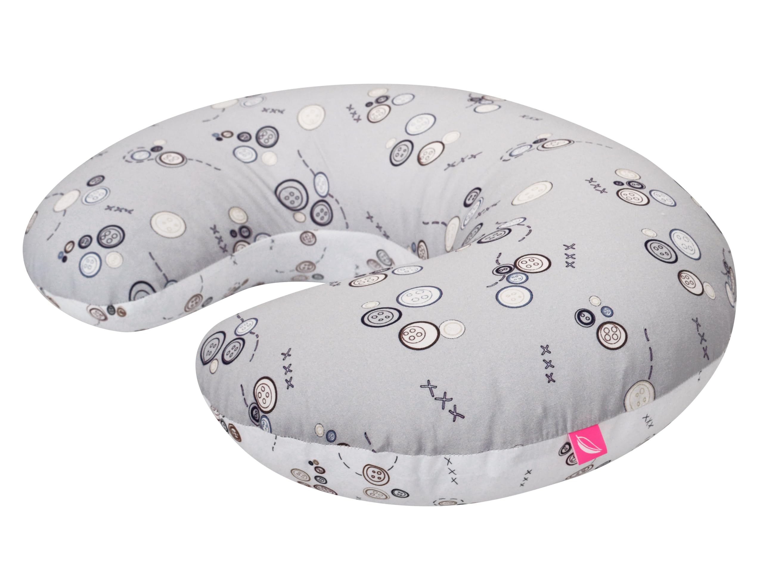 Mother hood Stillkissen ergonomisch, Öko-Tex Standard 100, graue Knöpfe