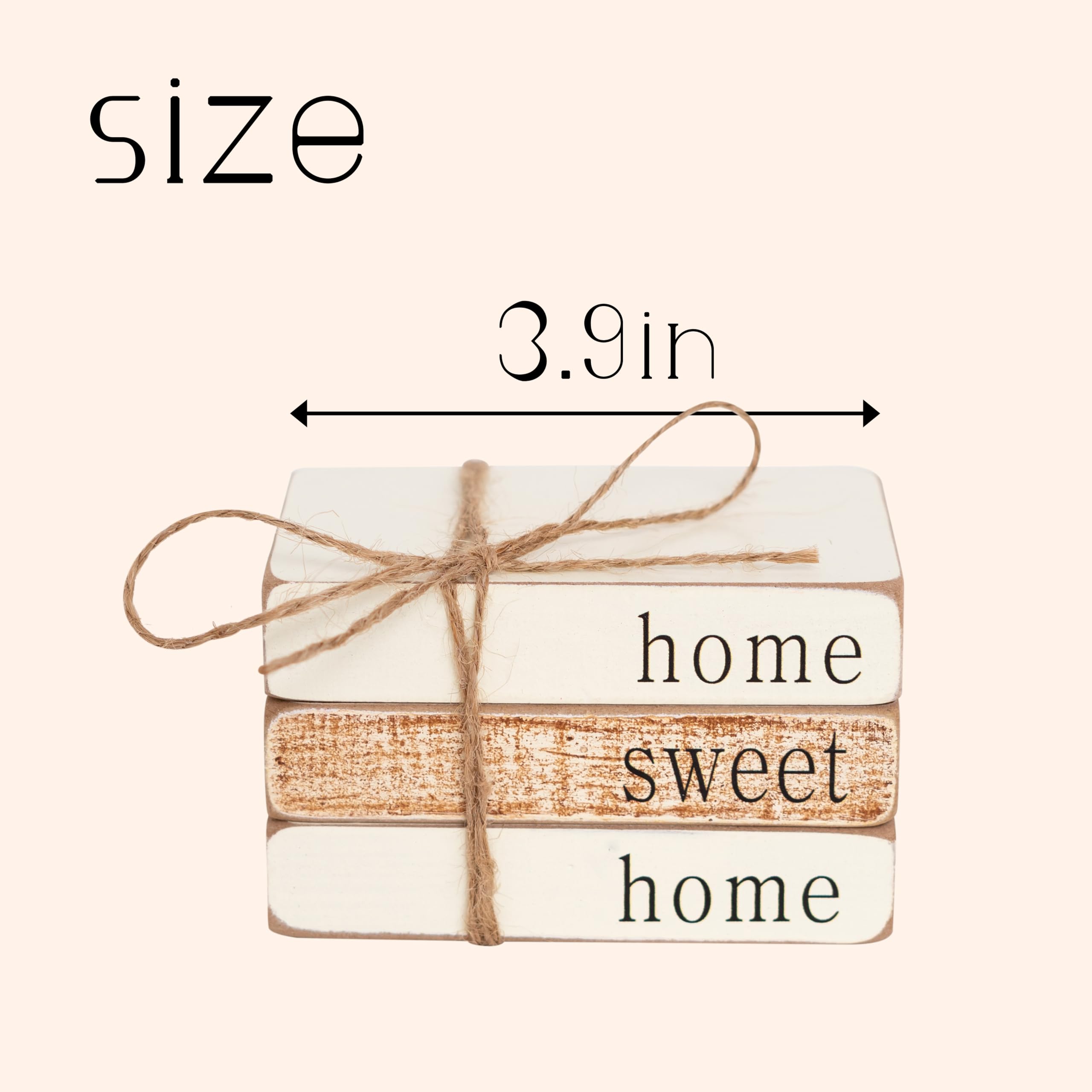 Capiont Farmhouse Wood Book Stack - Home Sweet Home Book Bundle, Tiered Tray Decor,Home Decor, Farmhouse Book Stack, Handmade Decor (Sweet Home Decor)