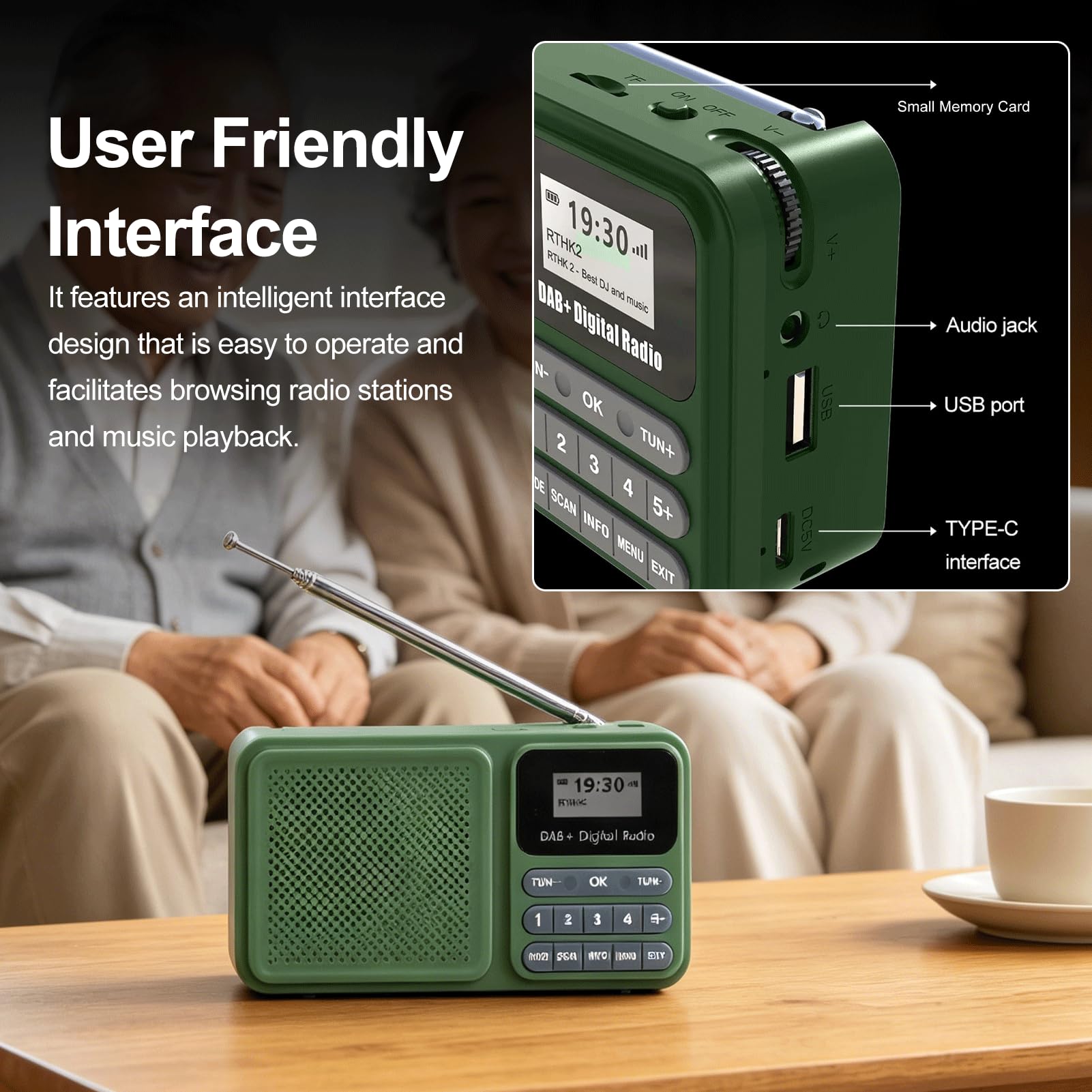 Radio di emergenza, radio Dab con energia solare con altoparlante Bluetooth stereo da 3 W, meteorologica di emergenza con USB e riproduzione di schede, per uso esterno e