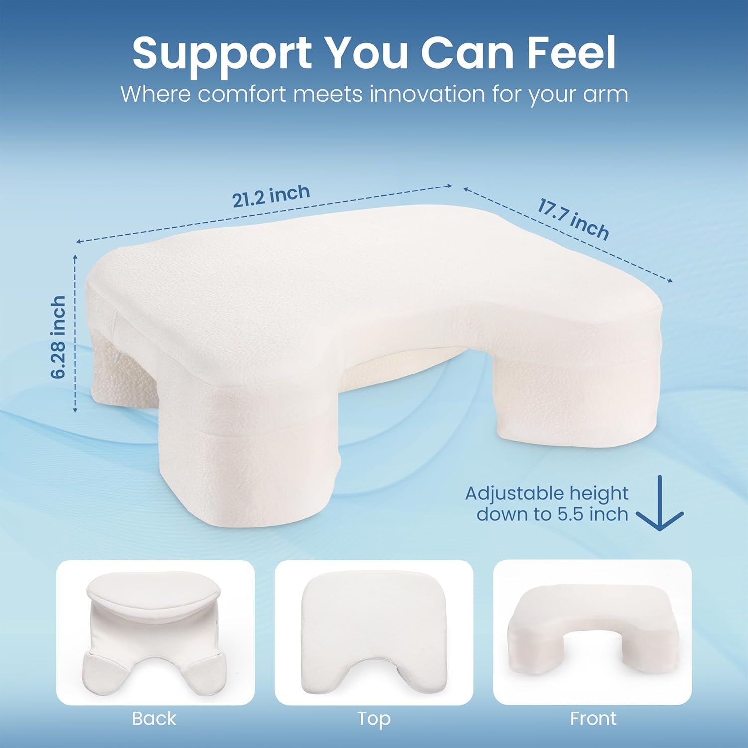 Adjustable Side Sleeper Pillow with Arm Hole – Cooling Memory Foam Shoulder Pillow for Neck, Cervical & Shoulder Pain Relief – Ergonomic Support Pillow for Spinal Alignment & Deep Sleep