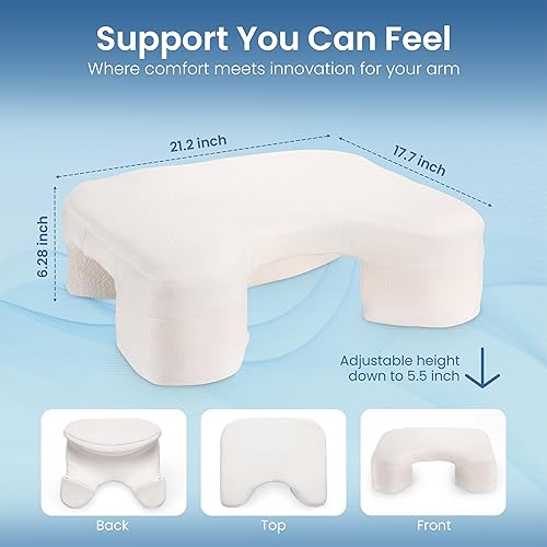 Miniatura 2 de Almohada ergonómica para dormir lateral con túnel de brazo, almohada de espuma viscoelástica ajustable para comodidad de cuello y hombros, funda