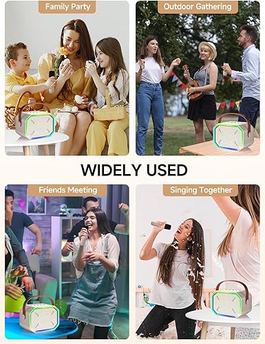 Miniatura 8 de Máquina de karaoke para niños y adultos, mini altavoz Bluetooth portátil con 2 micrófonos inalámbricos, luces LED para TV, fiesta en casa, regalo