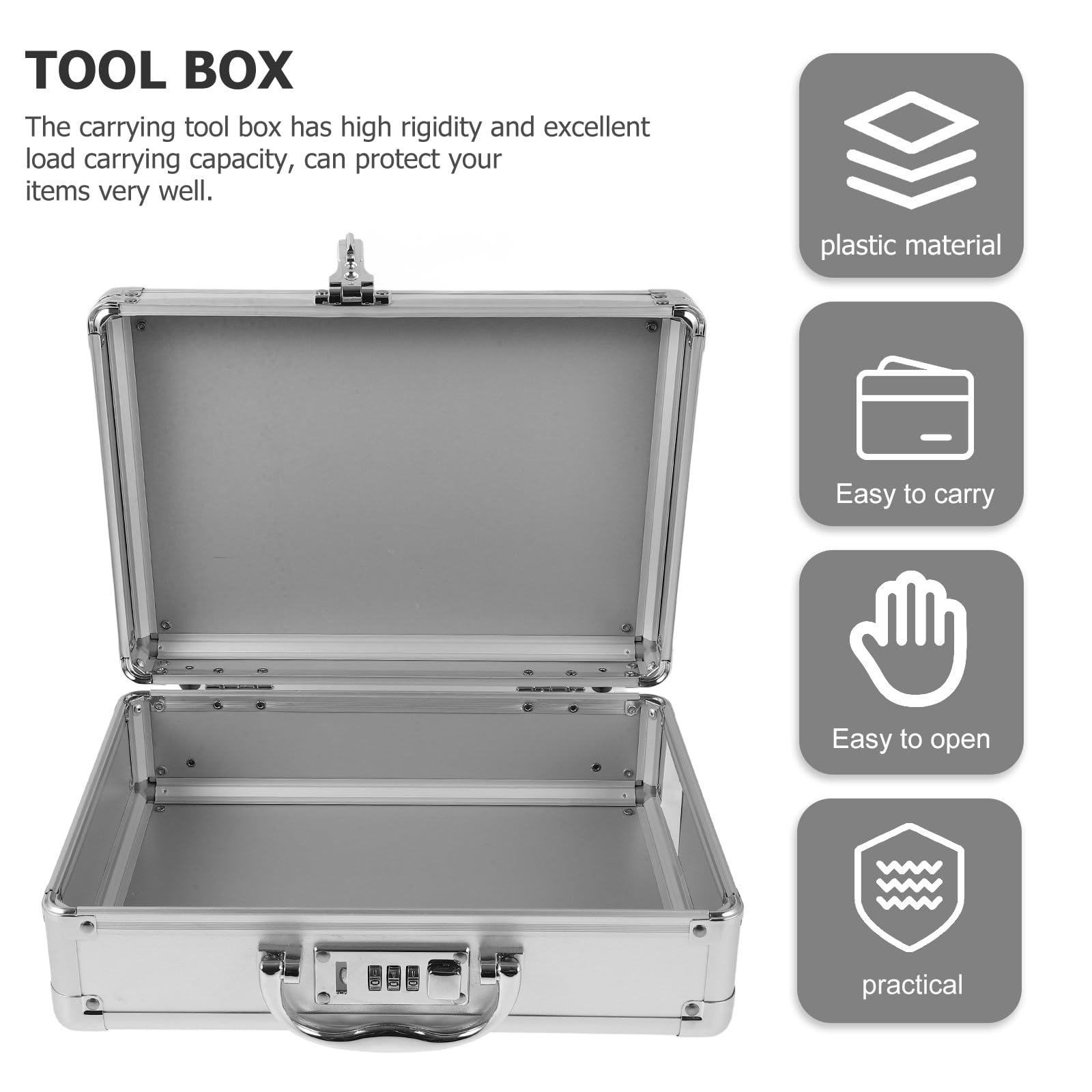 WOONEKY Maletín Rígido de Aluminio Pequeño Contraseña, Caja de Herramientas Portátil para Almacenamiento y Organización, Maletín para Mecánica y Uso en Coche, Resistente y Seguro
