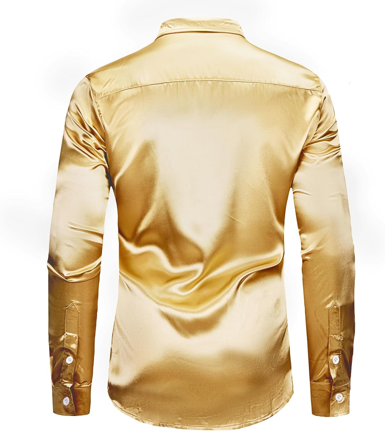 AOTORR Men's Luxury Shiny Silk Like Satin Button Up Dress Shirts Slim Fit Long Sleeve Nightclub Party Disco Prom Shirts - Image 4