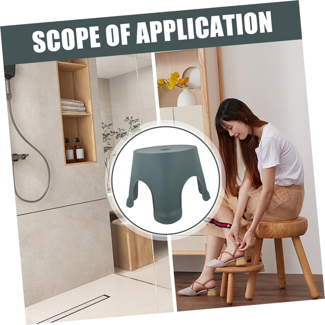 ERINGOGO Rutschfester Kunststoff Badhocker Großer Tritthocker für Badezimmer und Wohnzimmer Vielseitig Einsetzbar Sicherer Toilettenhocker mit Stabilem Leichtem Design in Laufgrün
